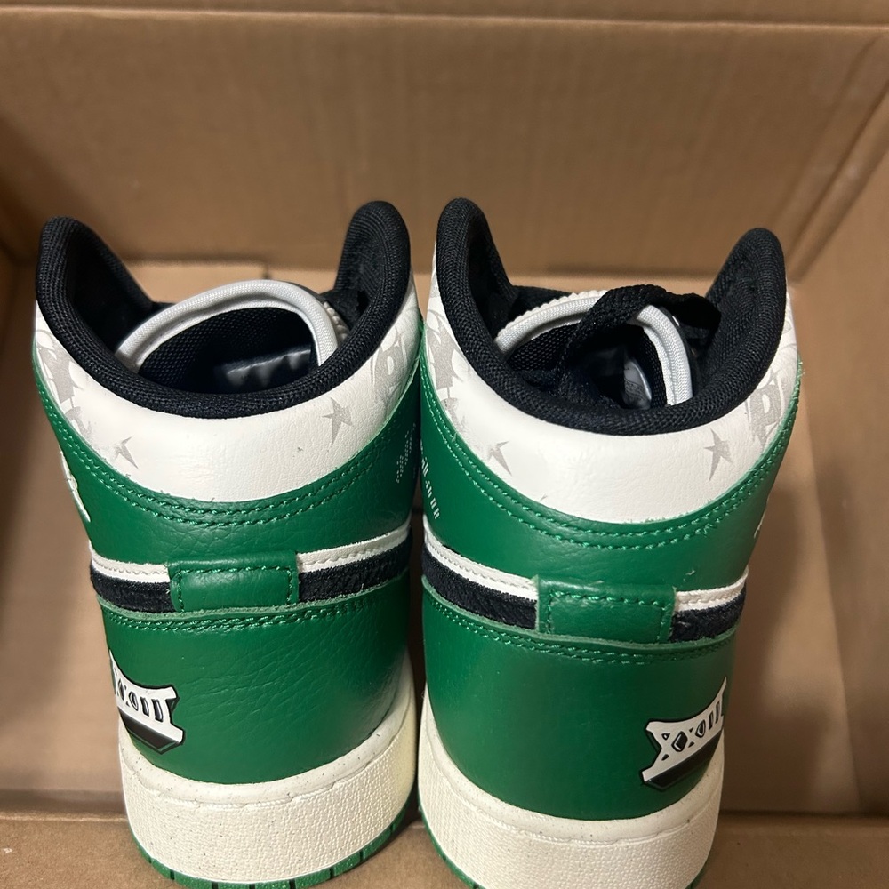 Green and White High-Top Sneakers - Picture 4 of 4